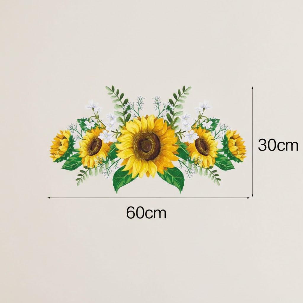 

60cmx30cm Sunflower Wall Stickers Kids Room Decoration Flower Decal for Bedroom Home Decor Wallpaper Adhesive жёлтый