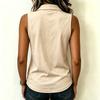 Women’s Sleeveless Collared V Neck Tank Top Classic Fit Pullover Blouse Lightweight Soft Fabric Casual Shirt for Daily Wear