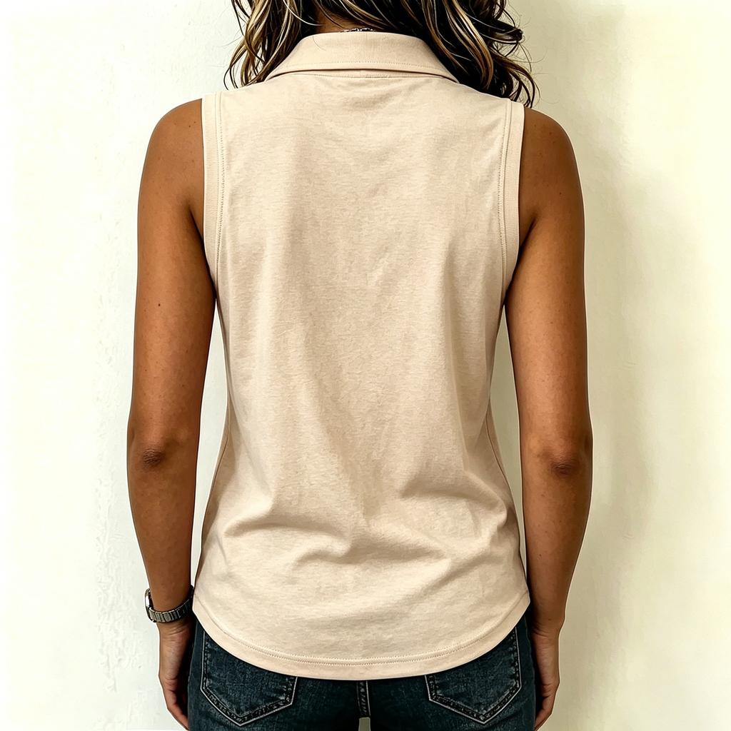 Women’s Sleeveless Collared V Neck Tank Top Classic Fit Pullover Blouse Lightweight Soft Fabric Casual Shirt for Daily Wear