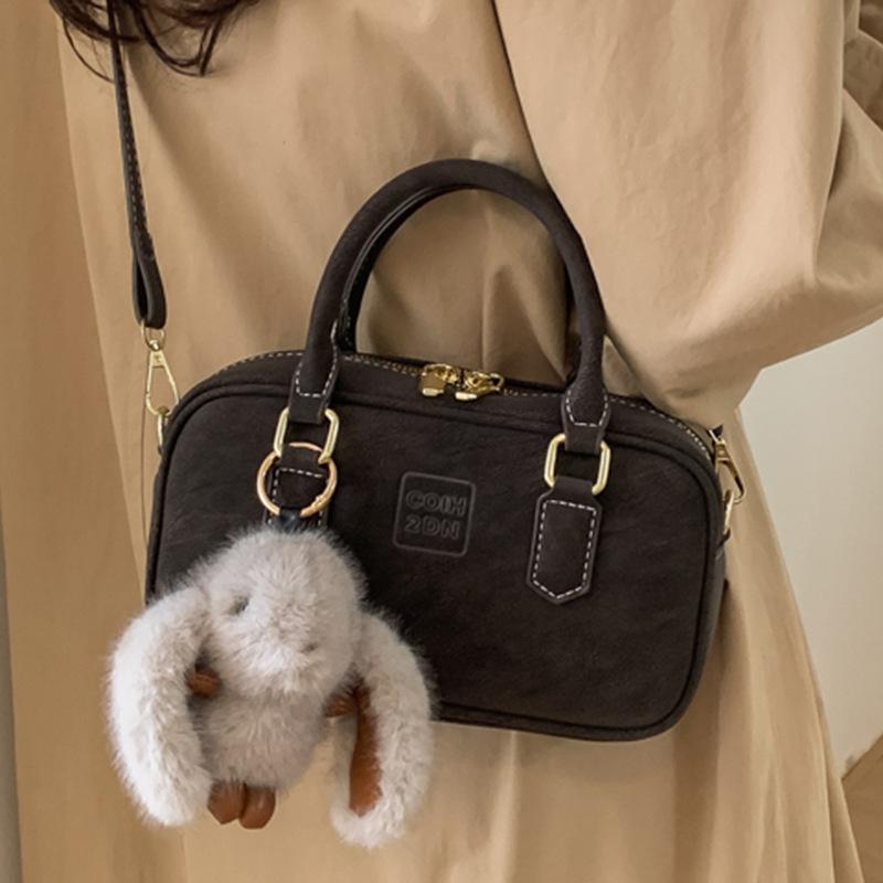 Bag Women's Handheld Winter New Simple Small Square Bag Bowling One Shoulder Retro Fashion Messenger Bag
