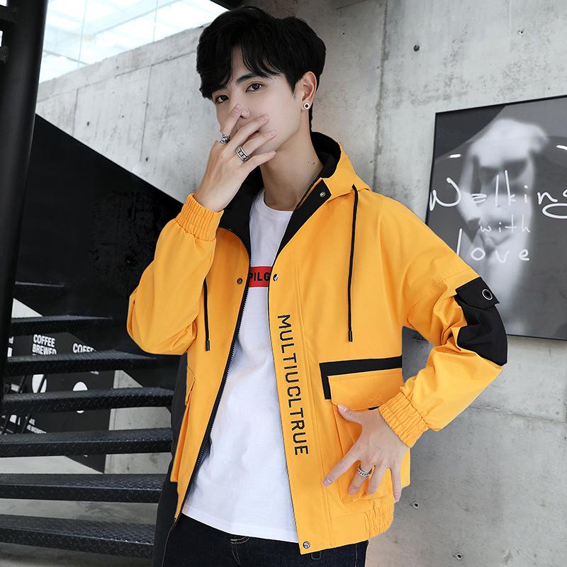 

Весенне-осенняя куртка с капюшоном, повседневная рабочая одежда для мальчиков, молодежное пальто XXXL жёлтый