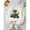 European sizes Dinosaur Monster Truck Fire Bandana Glasses Girls' Crewneck Sweatshirt, Autumn Winter Western Top, Long Sleeved Casual.