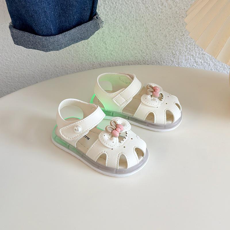 Toddler Girl Light-Up Summer Sandals - Pink Soft Sole Baby Walking Shoes 17 бежевый