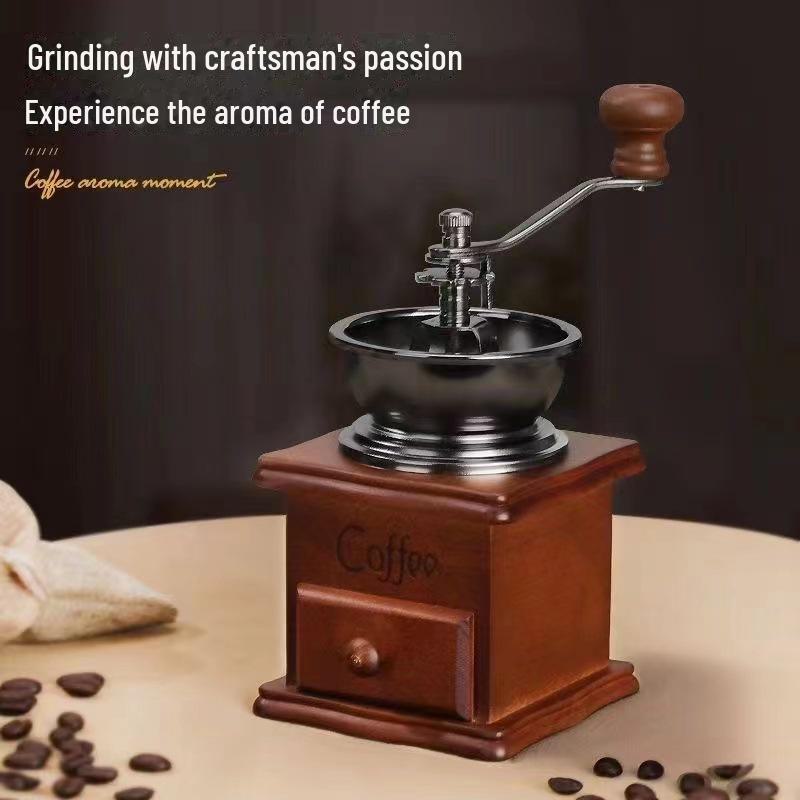

Классическая ручная кофемолка: Ретро-дизайн из дерева, портативная кофемолка и декор для кофе classic retro