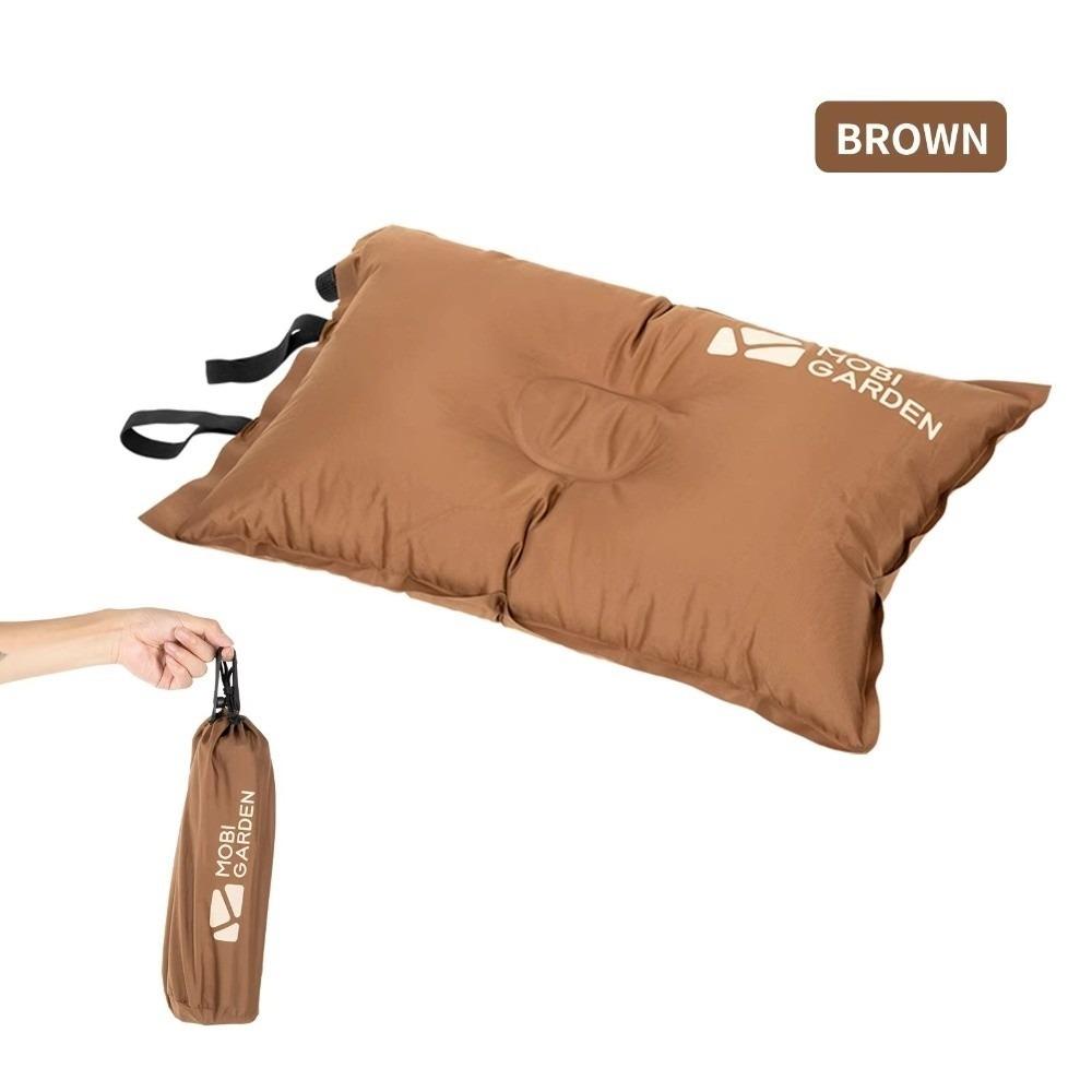 Ultralight Camping Pillow Portable Comfortable Inflatable Pillow Sponge Material Automatic Inflation Automatic Pillow коричневый