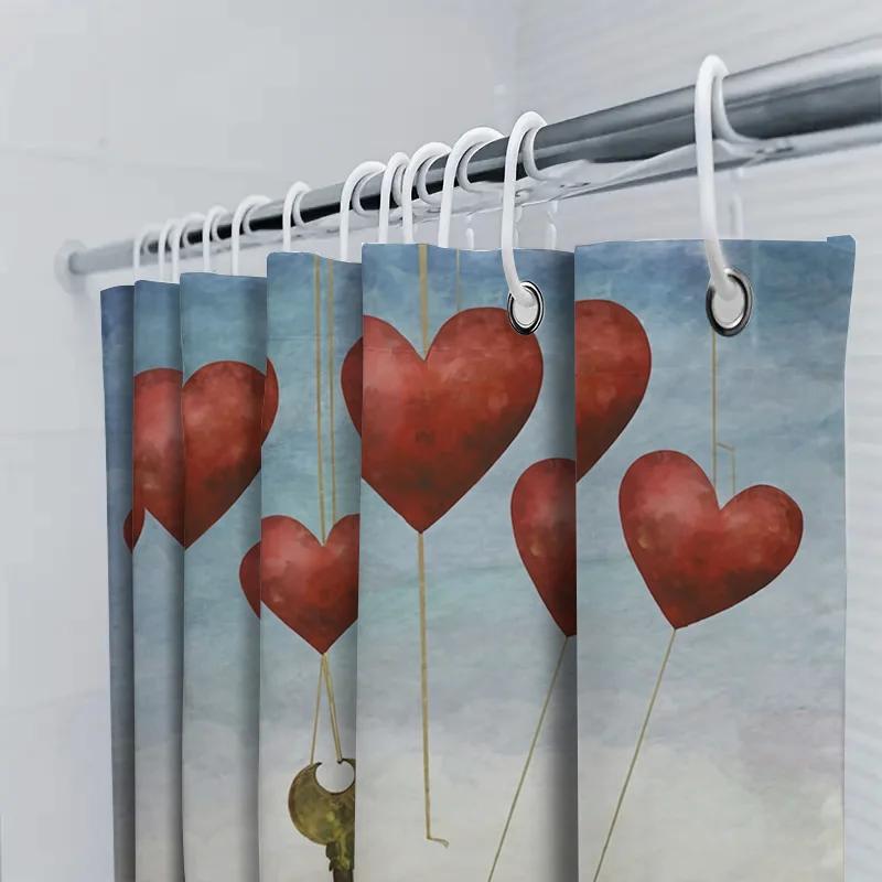 Love is the Key Shower Curtain - Romantic and Inspirational Bathroom Decor W90xH180cm