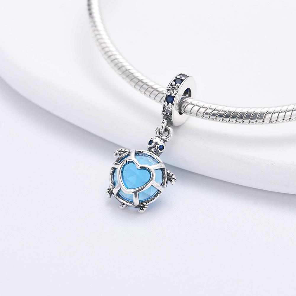 Pandantiv Charm Ocean Argint 925 Broască Țestoasă Delfin Sirenă Brățară DIY Bijuterii Cadou Femei Modă Seria Albastră