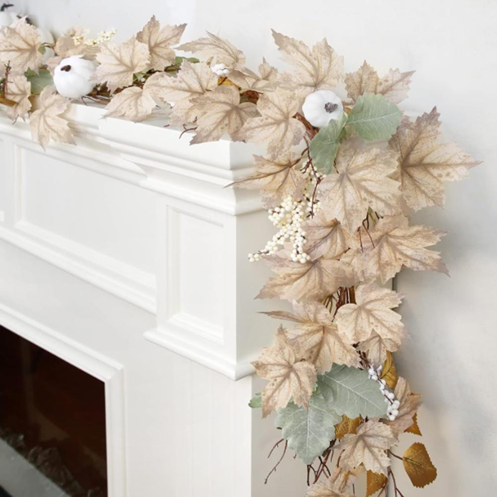 

Autumn Maple Leaf Wreath Seasonal Decor Thanksgiving Halloween Wreath