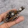 Tiger's Eye & Rainbow Moonstone 999 Copper Wire Wrapped Pendant, Handmade Gemstone Pendant , Gift For Mom Antique Jewelry