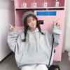 Hooded Hoodies Women Embroidery Lace-up Front Pocket Clothing Students Loose Casual Plus Velvet Thicker All-match Simple Stylish