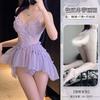 Ballet skirt sexy lace erotic underwear embroidered mesh see-through beautiful back suspender steel support gathering pajama dress