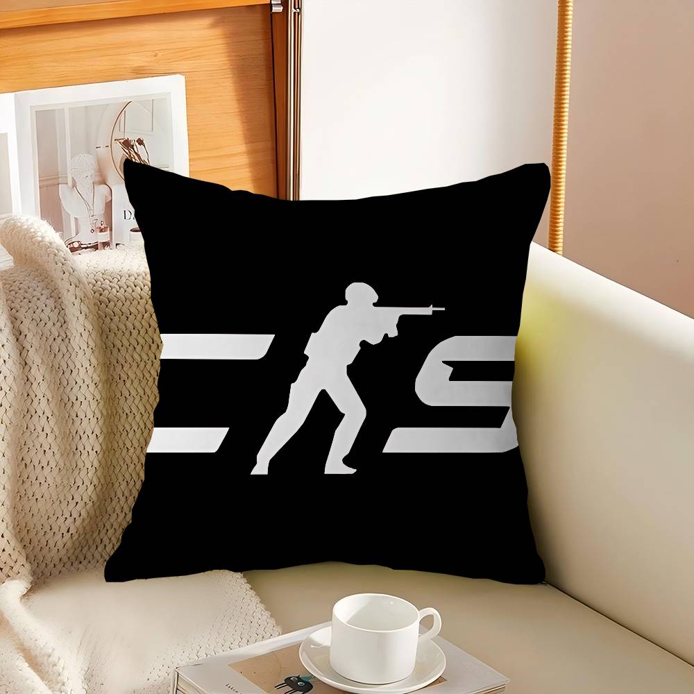 

C-Counter-S-Strike CS 2 LOGO Cushion Cover Decorative Pillow Sofa Home Decor Case Pillow Cases 16x16Inch