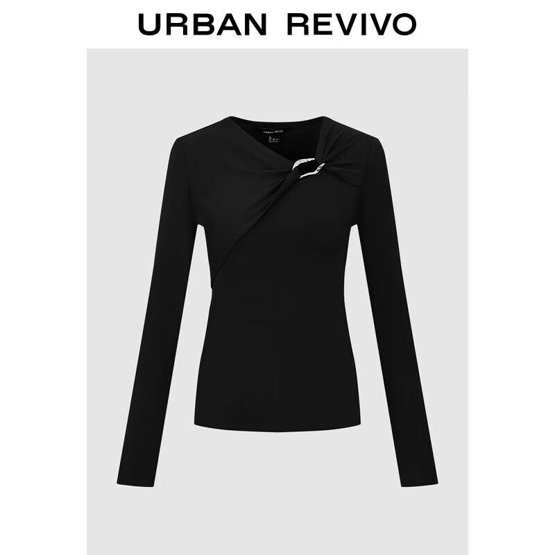 UR Women s Elegant Asymmetric Twist-Neck Long-Sleeve Tee S
