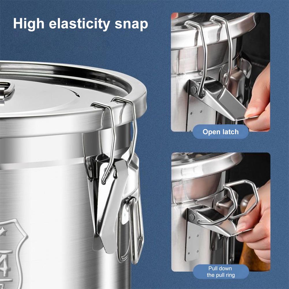 6/12/21/33L Food Airtight Canister 304 Stainless Steel Food Oil Sugar Milk Storage Bucket for Household Kitchen Bar Restaurants