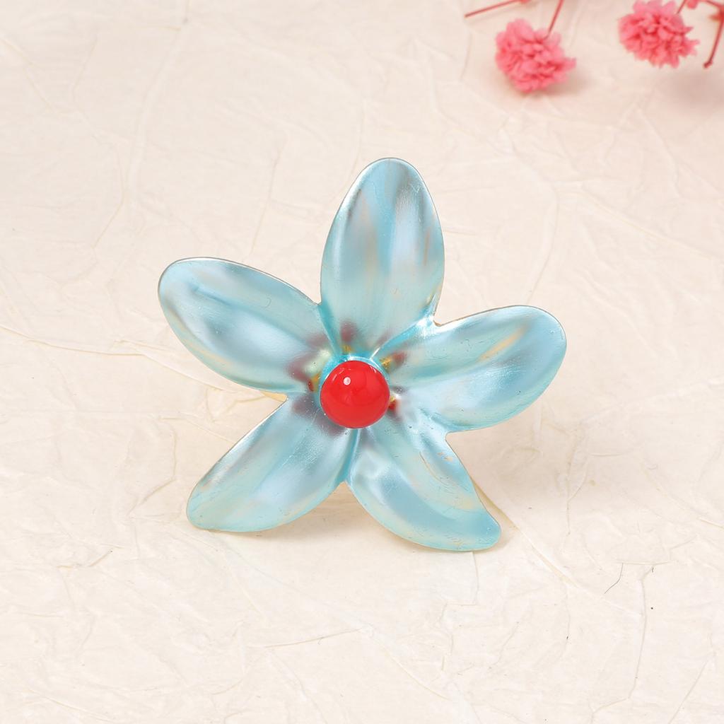 Elegant Spray Painting Exaggerated Flower Rings for Women Girls Colorful Adjustable Ring Vacation Sum Sweet Jewelry Accessories