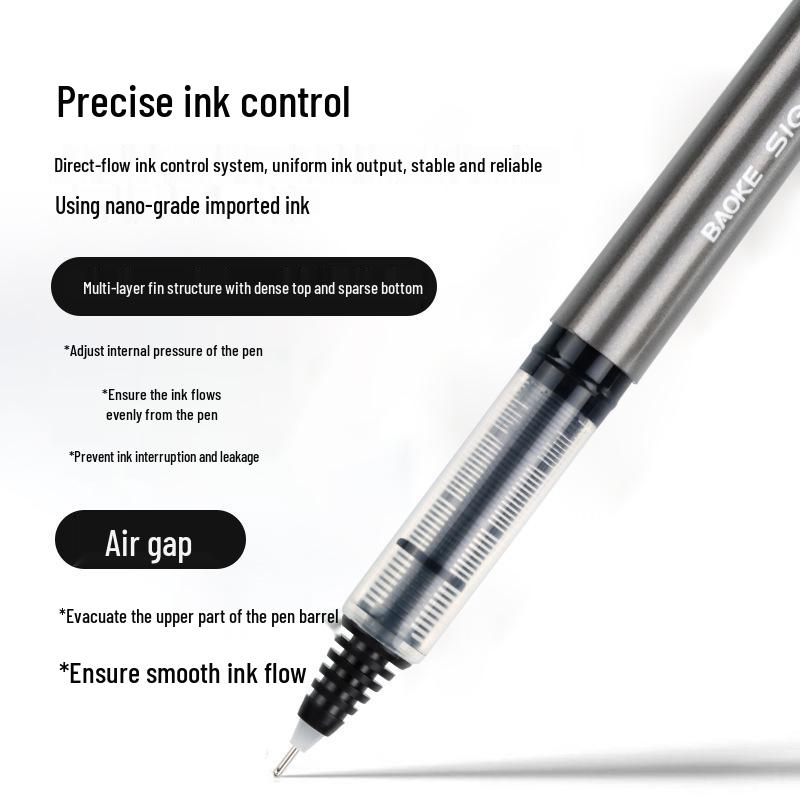 Quick-Dry Black Rollerball Pen with Needle Tip for Exams & Signatures