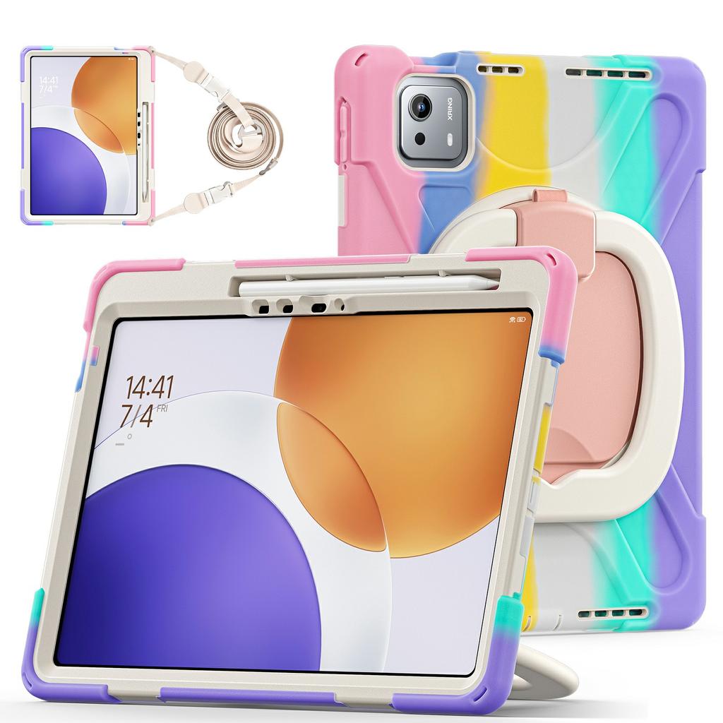 For Xiaomi Pad 7S Pro 12.5/6S Pro 12.4 Case with Shoulder Strap TPU+PC+Silicone Kickstand Tablet Cover