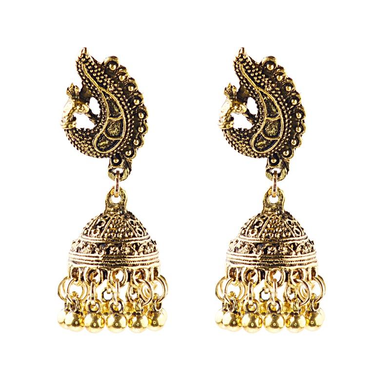 Indisk Jhumka Gypsy Zircon Boho Vintage Etnisk Dame Øredobber Hul Hengende Øredobber For Kvinner boucle d’oreille 2020