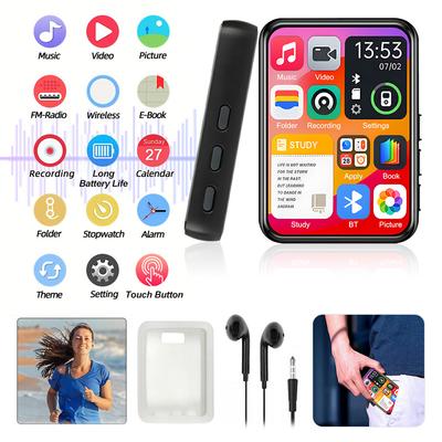 Lecteur MP3 Portable 2,4 Pouces Écran Tactile Bluetooth Haut-parleur Intégré HiFi Musique MP3 32 Go Walkman Lecture Vidéo Enregistreur Vocal