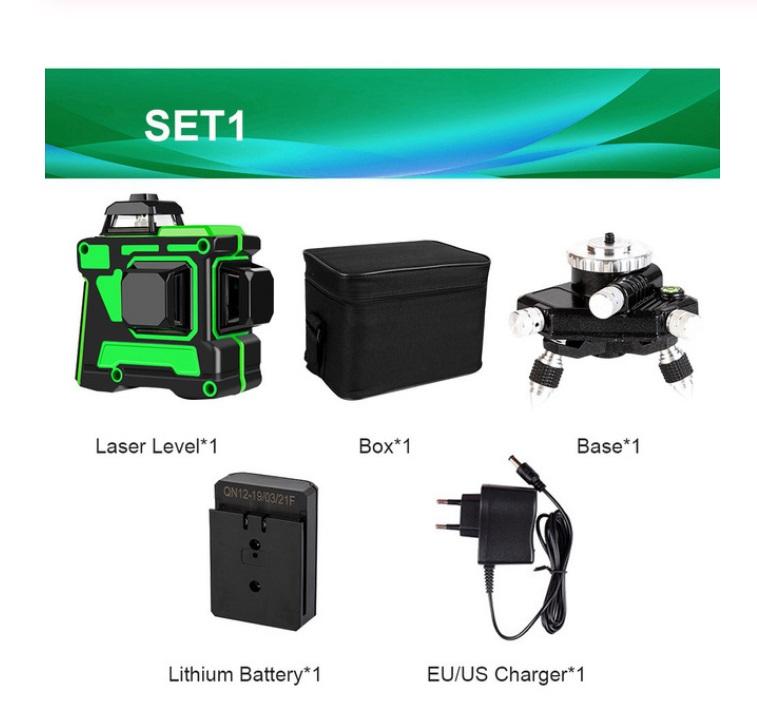 12 Lines 3D Level Green Line Self Leveling 360 Degree Horizontal Vertical Cross Lines Level Machine