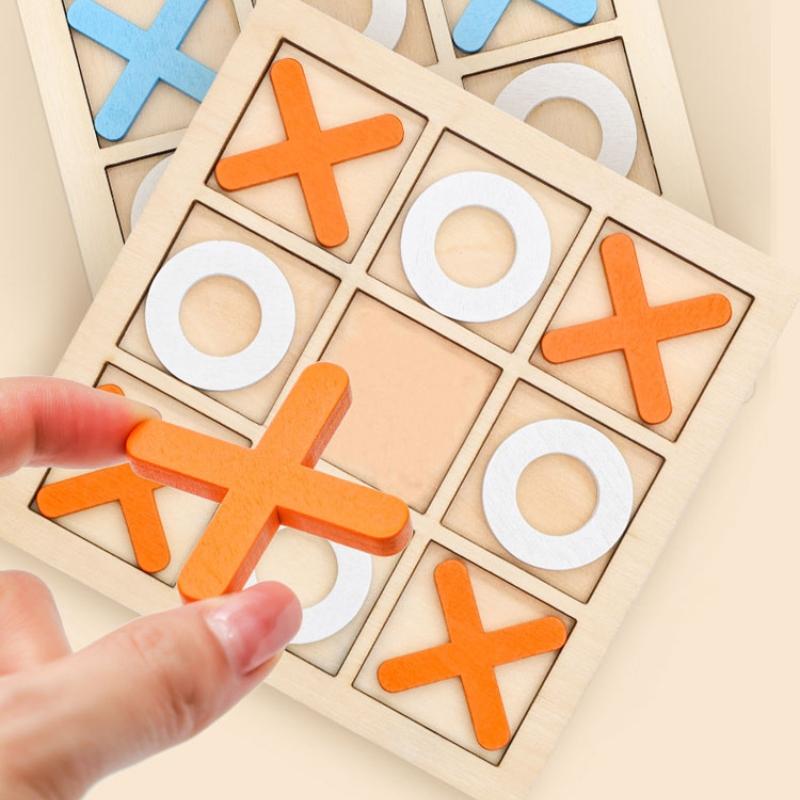 Spiel Holzspielzeug Mini Tic-Tac-Toe Interaktives Puzzle Training Gehirn Lernen Frühe pädagogische Spielzeuge Für Kinder Kinder Schach