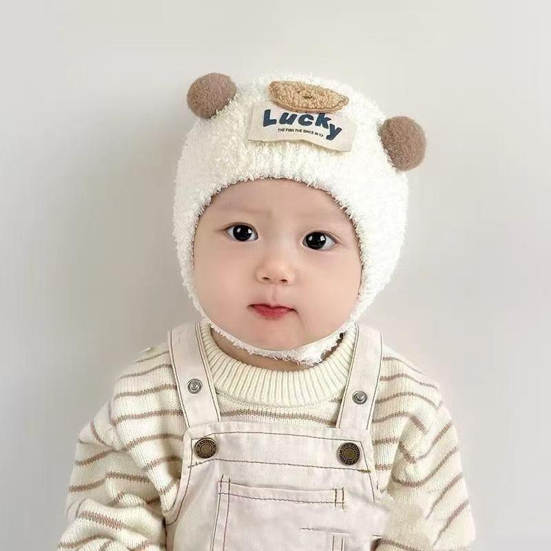 Yixin baby hat autumn and winter new cute bear baby windproof baby ear hat