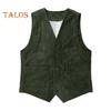 Men Corduroy Vest Coat V-neck Sleeveless Single Breasted Buttons Waistcoat with Pockets Solid Color Vest Jacket