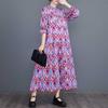 Women's Spring Floral Tiered Dress Plus Size Boho Chic Maxi with Contrast Panels Flowy Layered Skirt