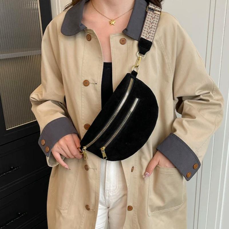 Casual travel Female Shoulder 2026 Winter Faux Suede Chest Bag Woman Waist Bag Street Trend Crossbody Bag Phone Purse Fanny Pack