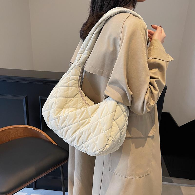 Diamond Embroidery Tote Bag Shoulder Bag Women Solid Color Large Capacity Crossbody Bag