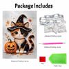 DIY Frameless Pearl Painting Kit Cute Cat Witch Pumpkin Pattern 3D Shiny Bead Art Canvas Relaxing Creative Craft Gift Home Decor