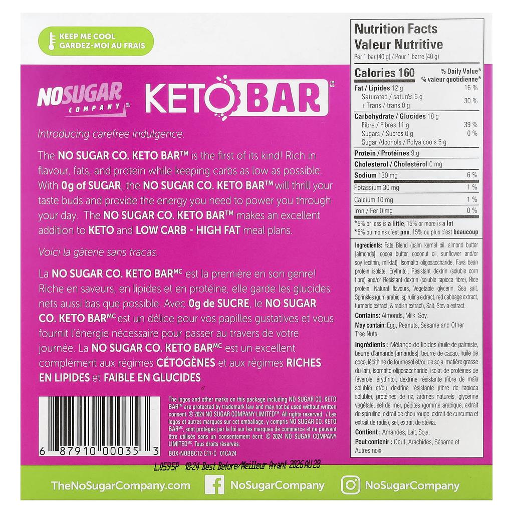 Keto Bar™, Ciasto Urodzinowe, 12 sztuk, 40G każda