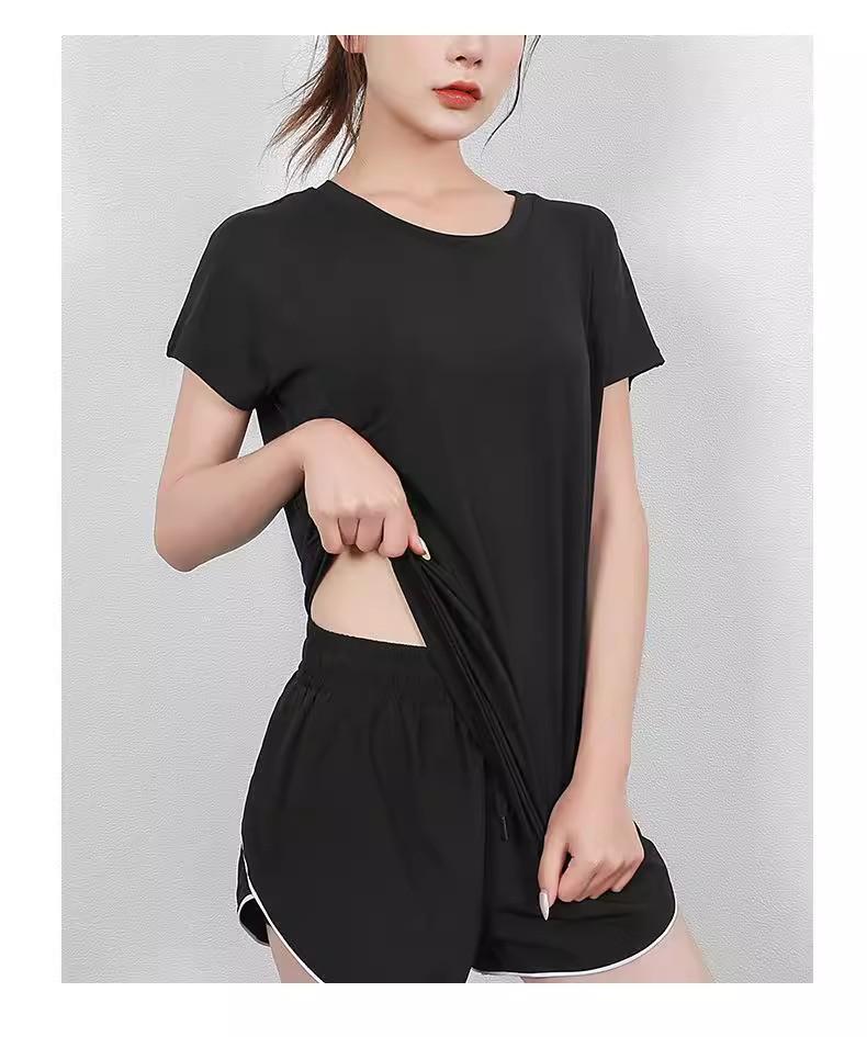 Damen Schnelltrocknendes Rückenfreies Yoga-T-Shirt - Atmungsaktiv, Locker Geschnitten, Kurzärmlige Sommer-Aktivbekleidung