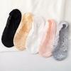 5 Pairs Women's Summer Lace Invisible Socks Boat Mesh Thin Low Cut Socks Slippers Female Ankle Silicone No Show Socks Non-slip