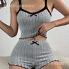 Large size pajamas women's sexy lace edge short-sleeved suspender shorts polished pit strip loungewear