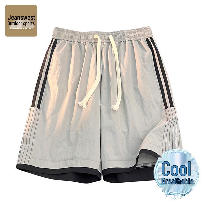 Zhenweis Men s Striped Quick-Dry Sport Shorts S