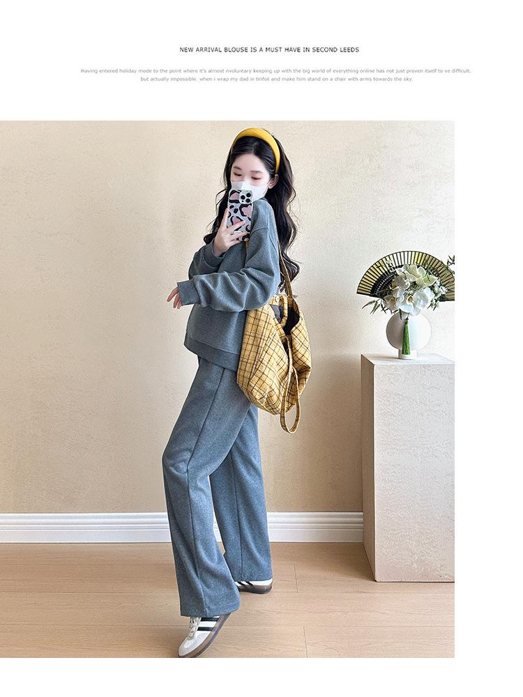 Maternity 2025 Spring/Autumn Outdoor Fashion Dark Grey Sweatshirt & Trousers Set