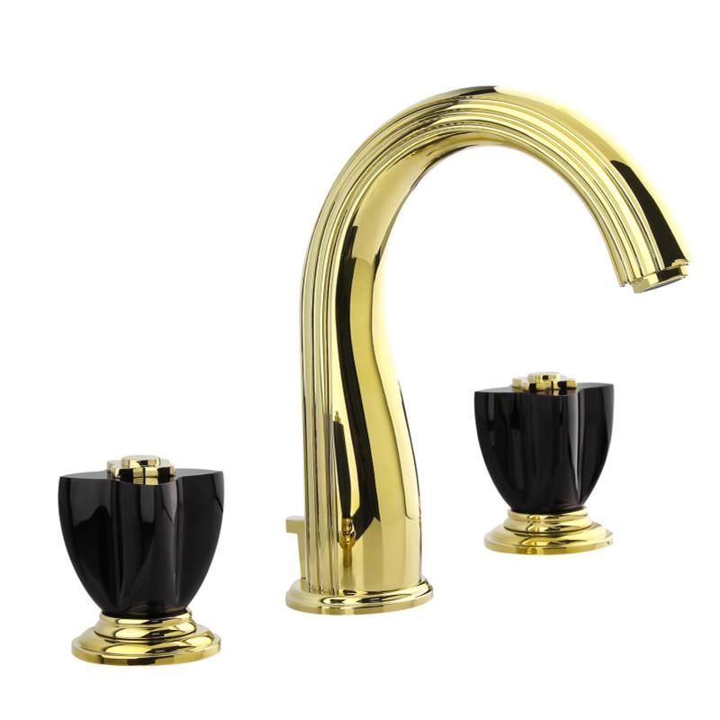 Luxury New Basin Faucets Brass Gold Bathroom Faucet Crystal Handle Sink Faucets 3 Hole Hot And Cold Sink Faucet Water Tap
