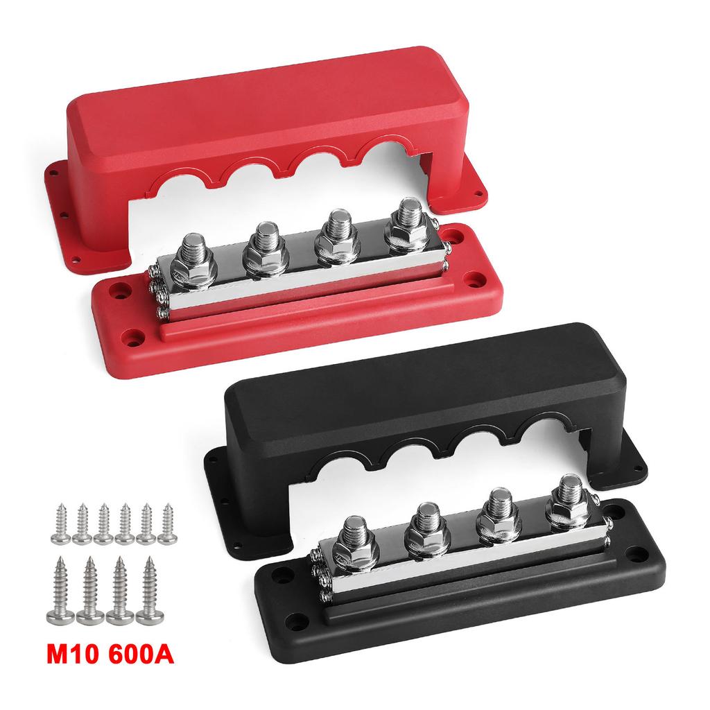 Heavy Duty 600A Bus Bar Power Distribution Block Busbar Box (3/8") Terminals Studs Module Design 48V