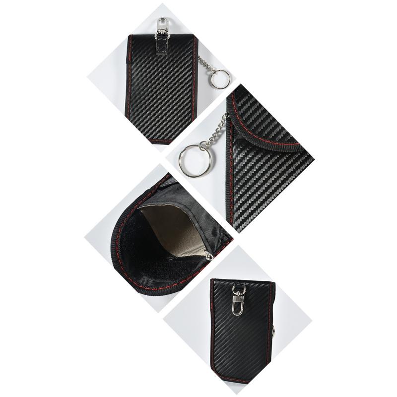 Protector Bag for Car for Key Fob Leather Car for Key Signal Blocking Pouch for Case for Car Security Anti-Theft Black R