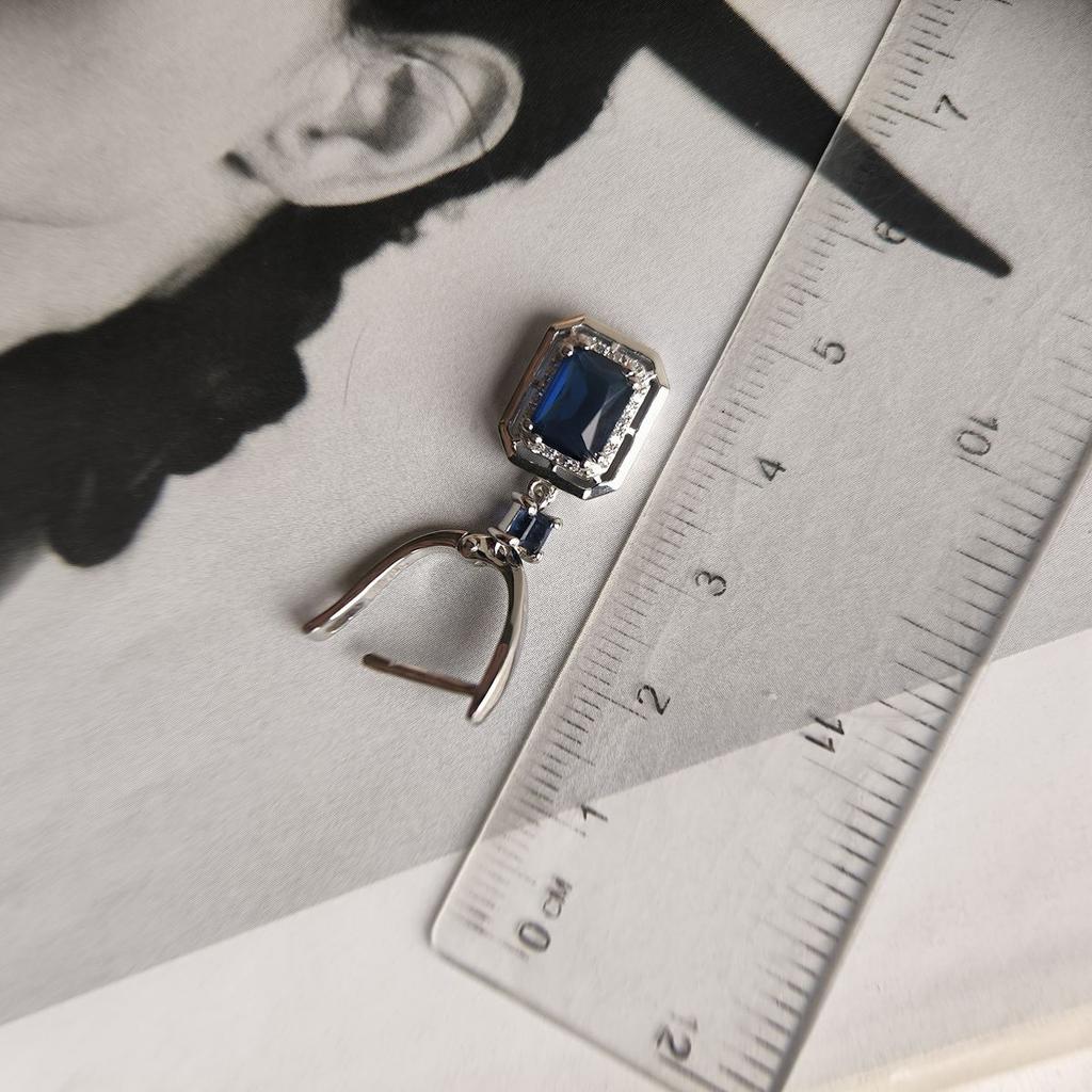 Silver Earrings with Nano Sapphire 2.947ct, Cubic Zirconia (2195054)