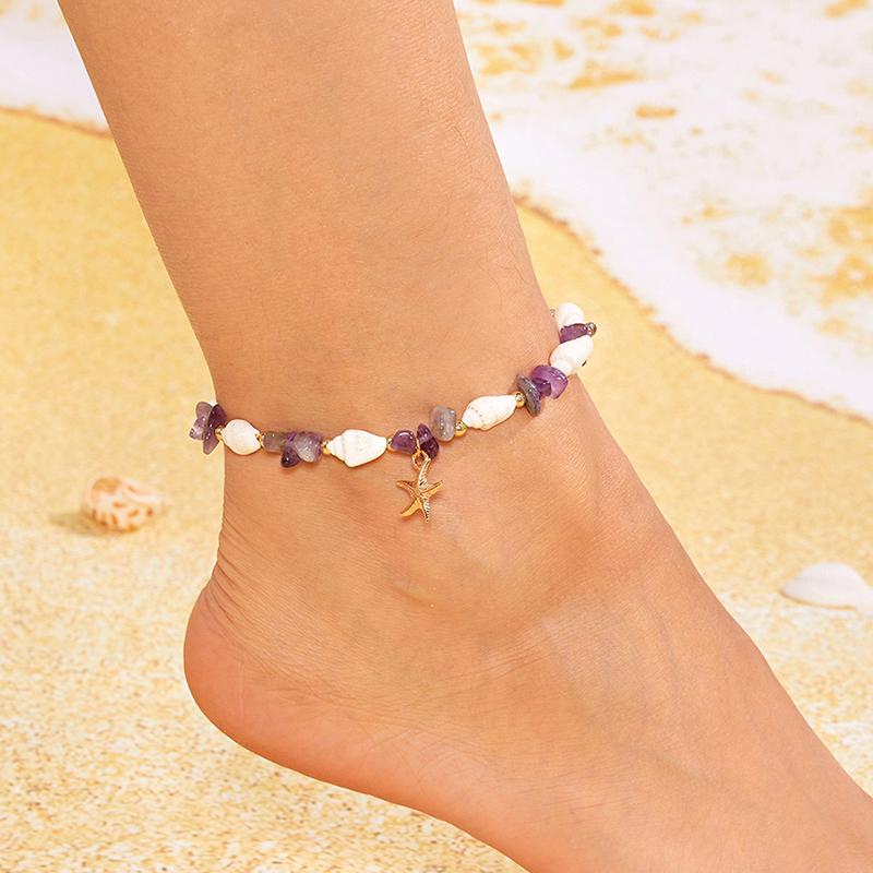 Bohemsk Strand Sjøstjerne Konkylie Perlekjede For Kvinner Jenter Sommer Havskjell Sjøstjerne Armbånd Feriestil Ankellenke Gaver