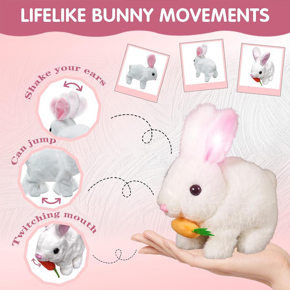 Interactive Electronic Pet with Carrot Plush Bunny Toy Electronic Pet Rabbit Toy Gifts for Toddlers 3 4 5 6