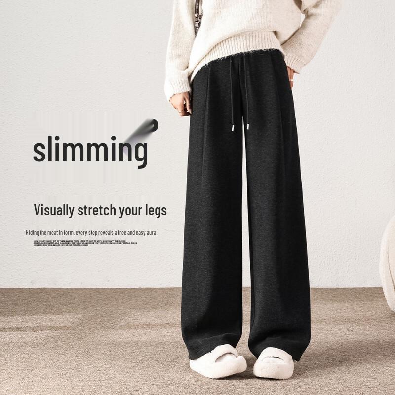 Handu Yishe Women's Fleece-Lined High-Waist Wide-Leg Pants