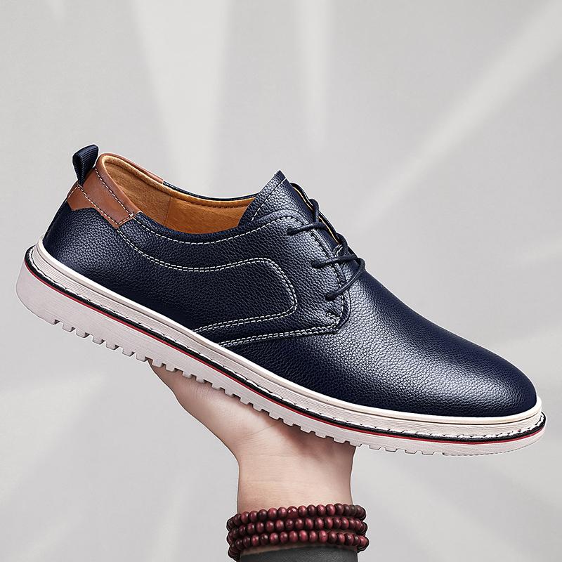 Fashion Men's casual non-slip leather classic business formal shoes Men's hotel leather shoes Large size 38-48 lace-up flat shoes