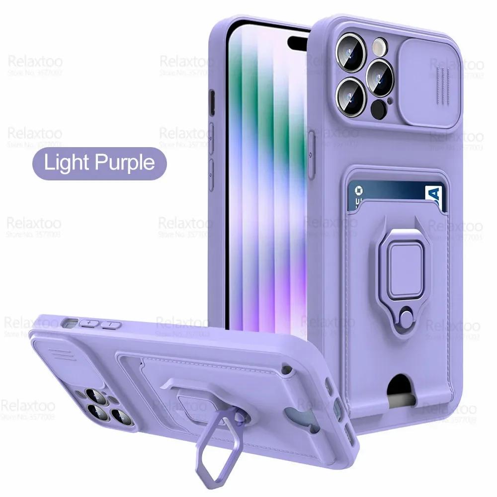 Sliding Camera Protection Case for Iphone 15 Plus 14 13 Pro Max 12 11 Pro Xr Xs Max X Vehicle Magnetic Bracket Card Wallet Shell