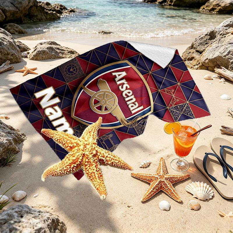 Custom Name Personalized Arsenal F.C Print Beach Towel, for Trip Camping Beach Party Home Decor, Birthday Gift for Family & Friends