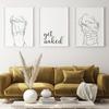 Bathroom Wall Decor Canvas Painting Get Naked Sign Canvas Art Poster One Line Sexy Woman Drawing Canvas Picture Fashion Painting