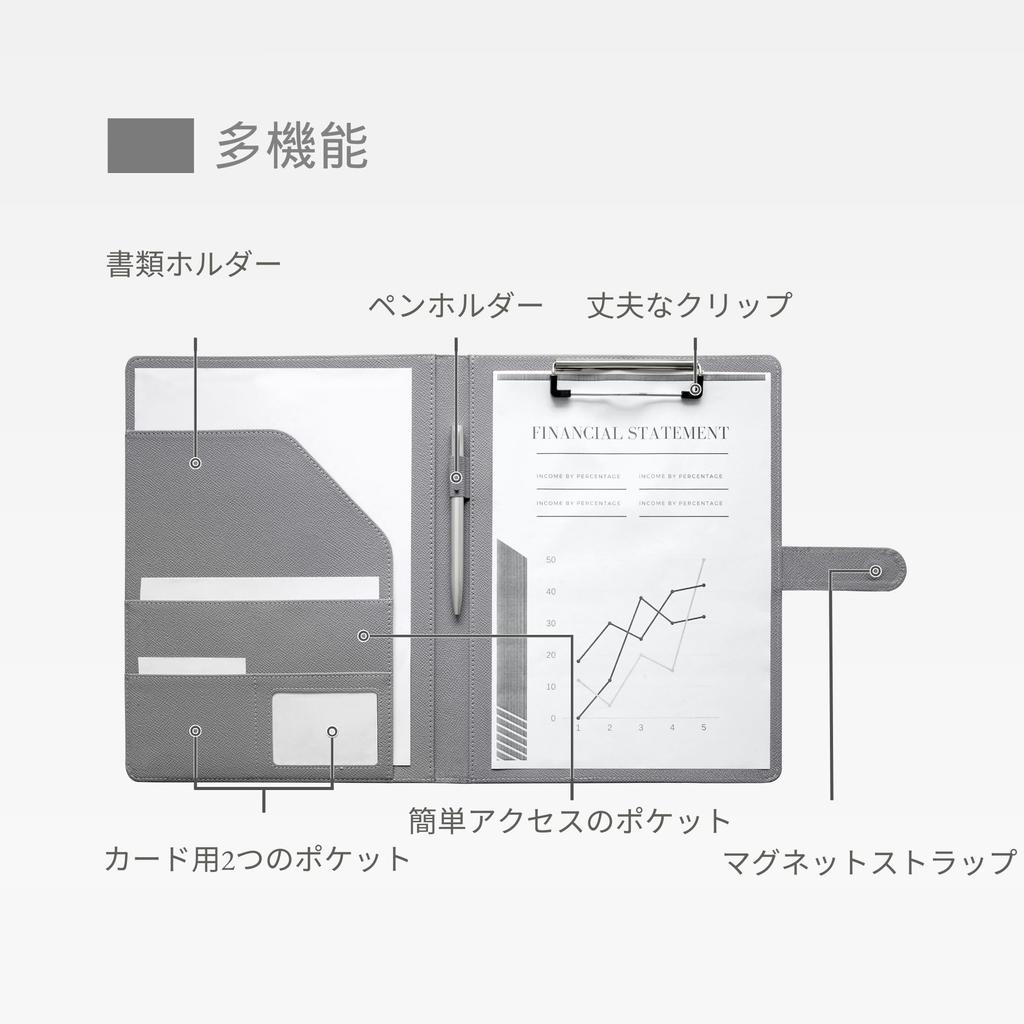 Mymazn A4 Binder Clipboard PU Meeting Pad Clip Desk Pad Signature A4 Document Folder for Contract Office Supplies Folder, Bi-fold Leather, File,