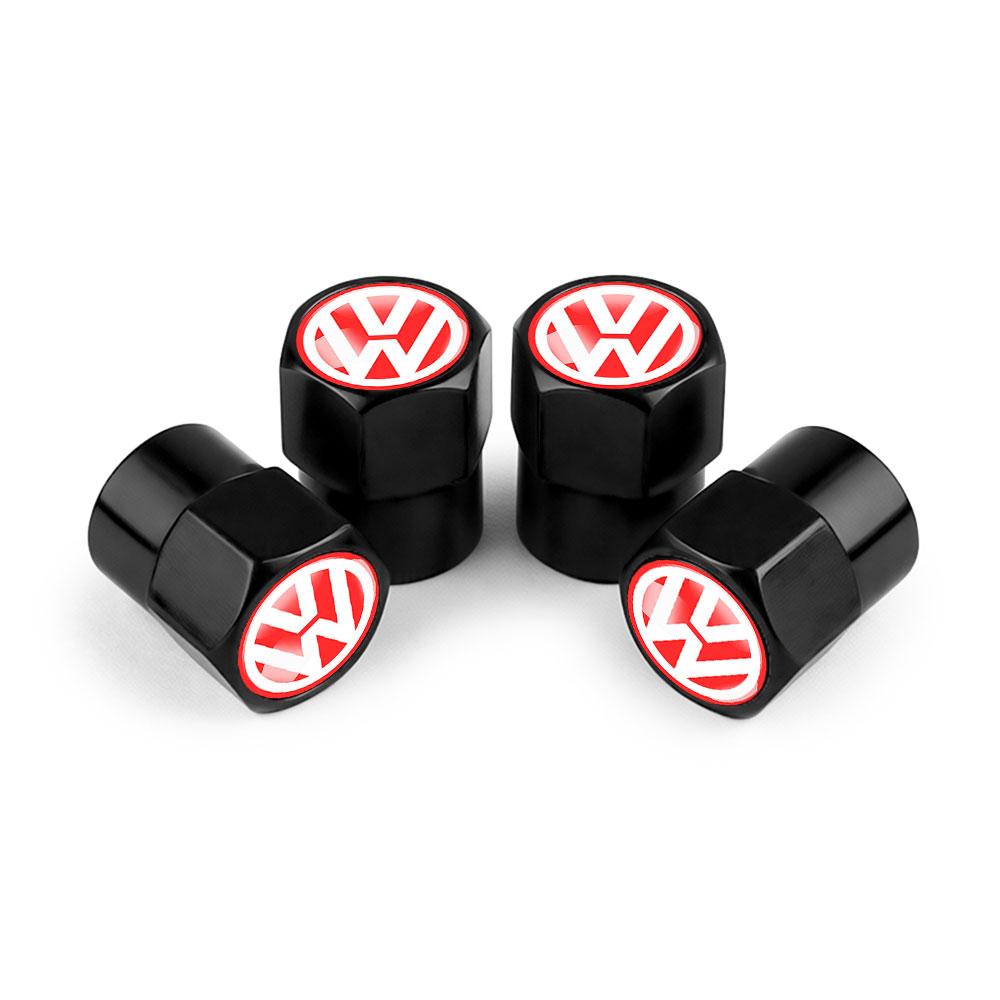 4Pcs Car Metal Wheel Tire Air Valve Dust Caps Accessories With Logo For Volkswagen Golf Rline Passat GTI Sagitar Scirocco Tiguan